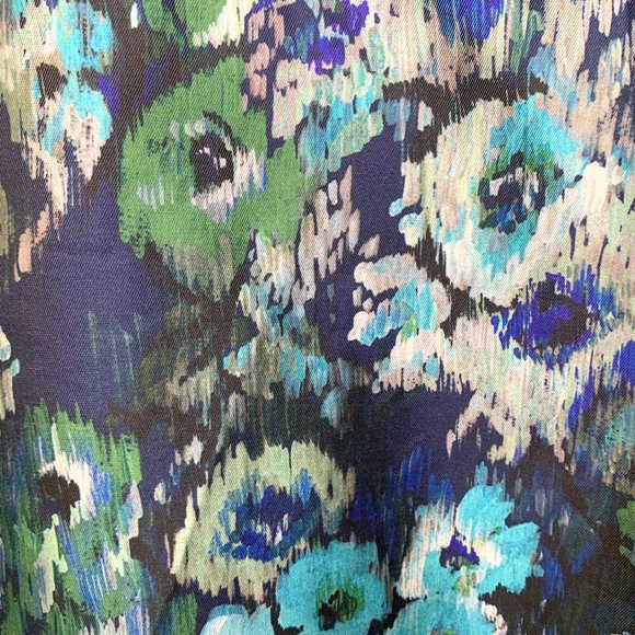 NWT THEIA COUTURE Blue Floral Silk Tea Length Gown Sz 16 - Picture 6 of 11